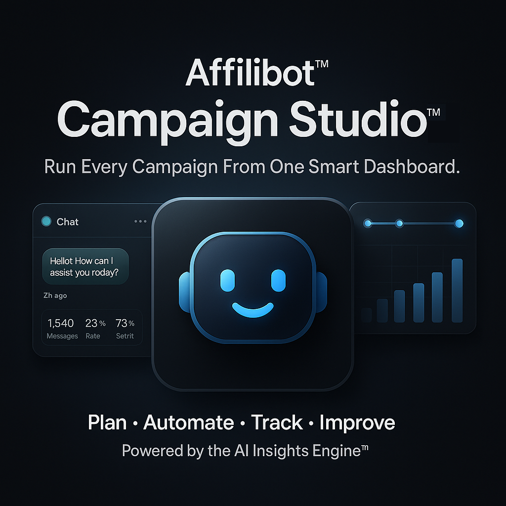 Affilibot Campaign Studio control center dashboard